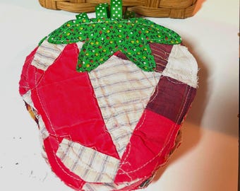 Upcycled Vintage Quilt Strawberry Coasters (set of 2)