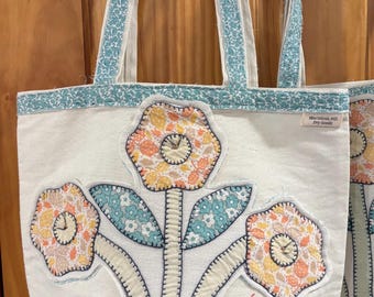 Vintage Quilted Flower Tote