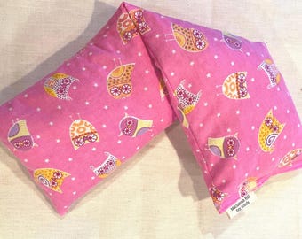Pink Owl Flannel Cherry Pit Microwave Heating Pads