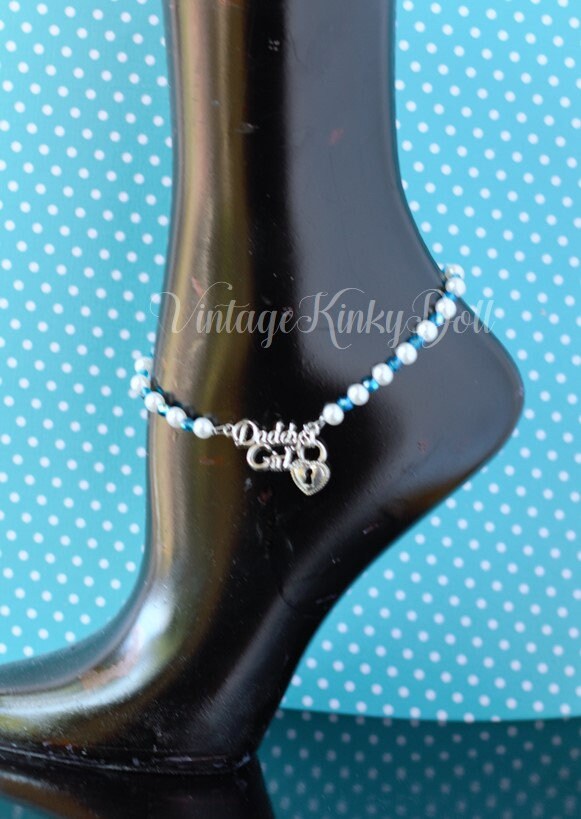 Daddy's Girl AnkletPearl & blauwe AnkletDDlg Etsy