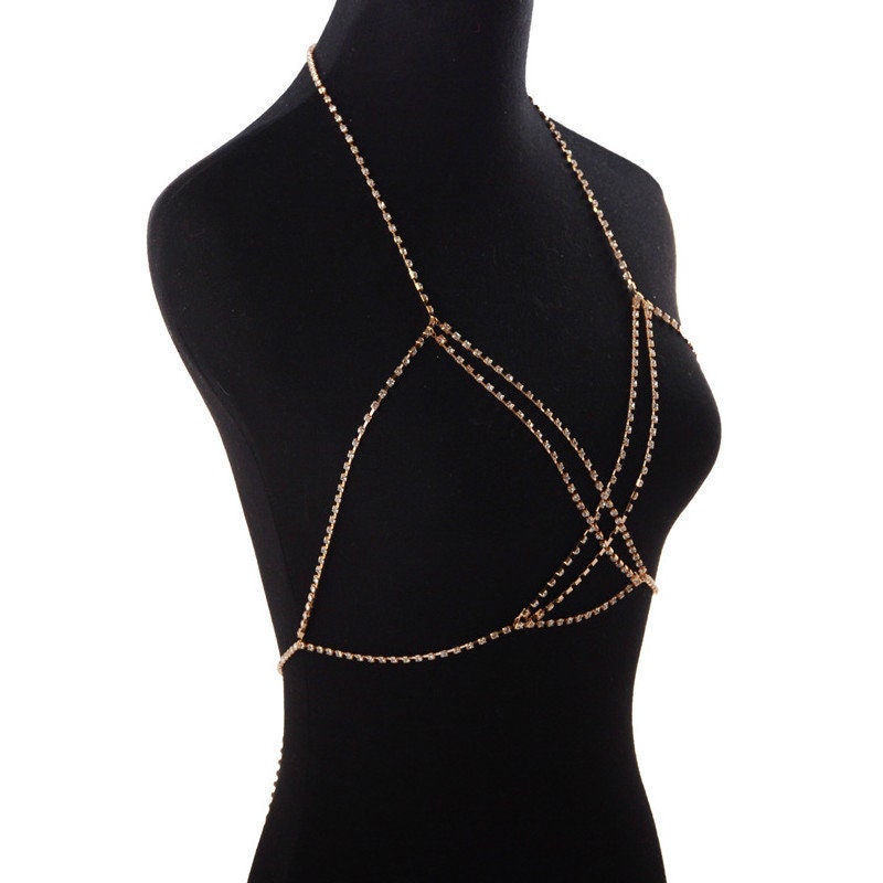 Statement Necklace Body Chain Body Jewelry Crystal Etsy