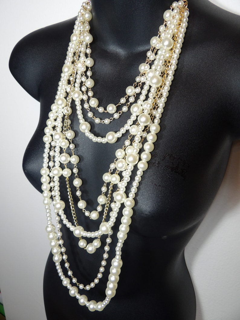 Body Chain Pearl Necklace Long Pendant Necklace Body Etsy UK