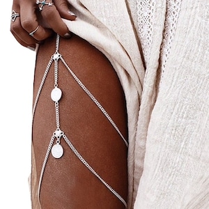 Hot Sexy Leg, Gold Chain, Leg Silver Chain, Leg Body Chain, Coin Chain, Bikini Leg Chain, Body Jewelry, Sexy Leg, Gift for Her, Boho Jewelry