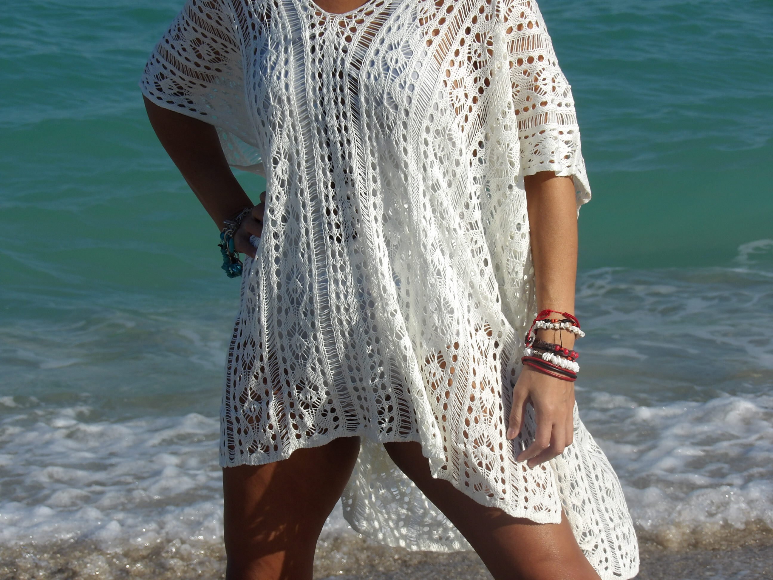 Bathing Suit Cover Up Beach Crochet Dress Pure White Etsy