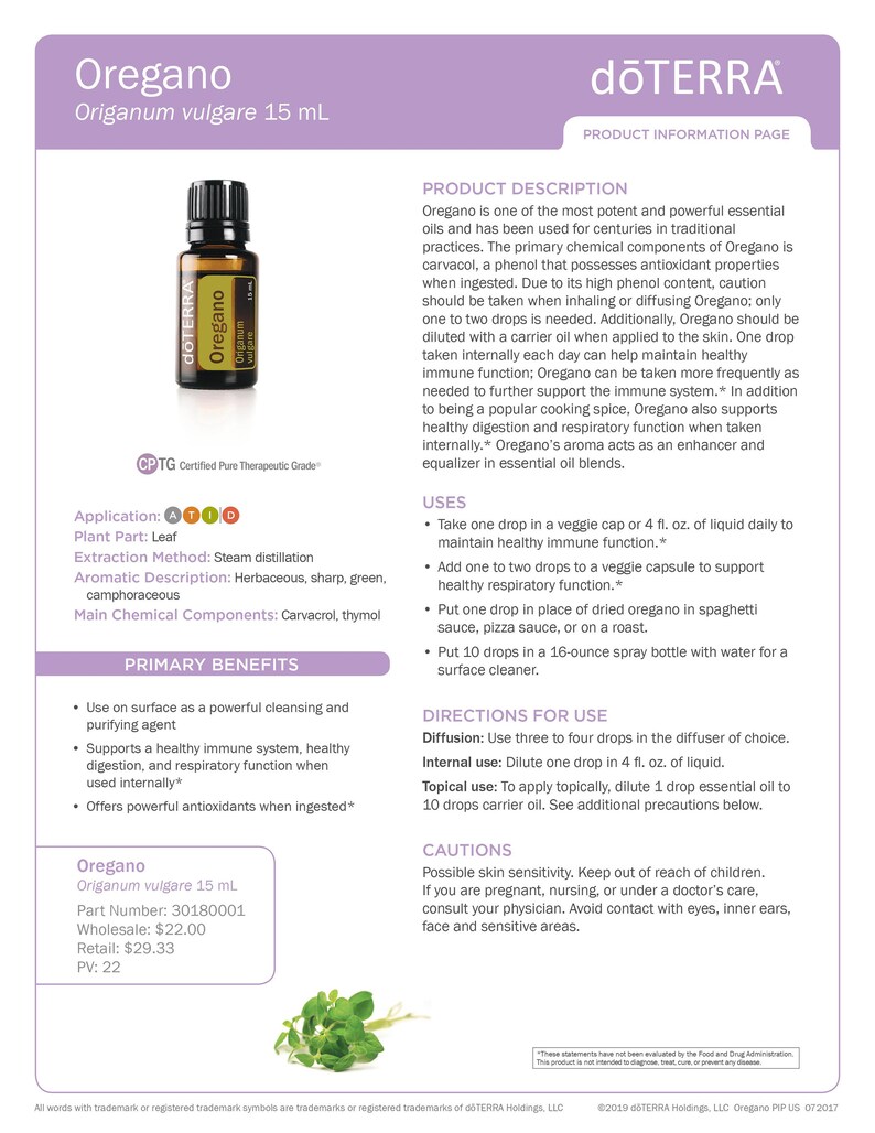 DoTERRA Oregano Essential OilPowerful cleansing properties Etsy