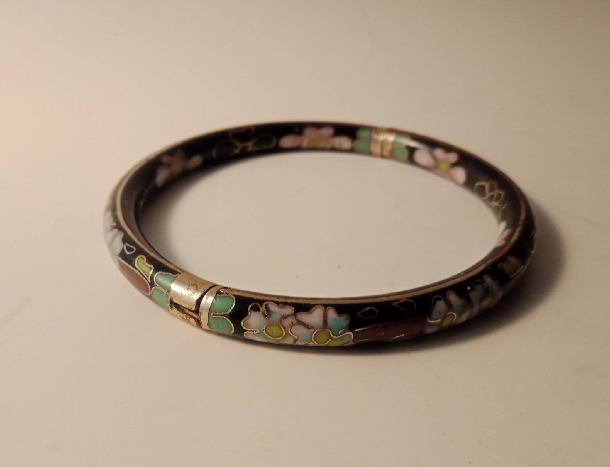 Cloisonne hinged bracelet Etsy