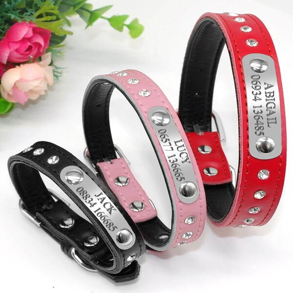 Cat Collar Leather With Name Plate Etsy