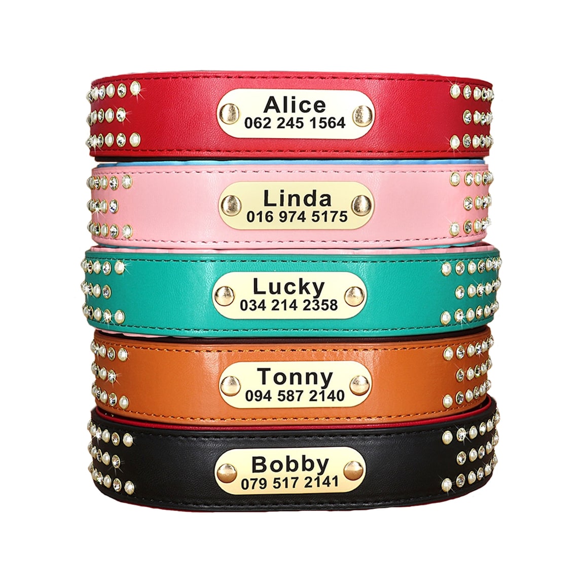 Personalized Dog Collar Bling Rhinestone Custom Leather Dog Etsy