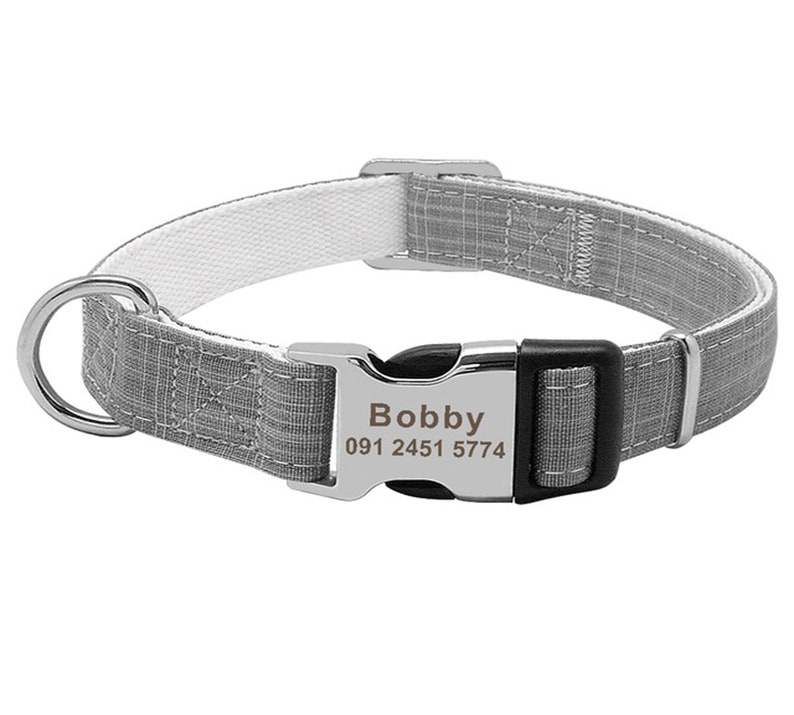 Personalized Laser Engraved Metal Buckle Dog Collar Nylon Etsy