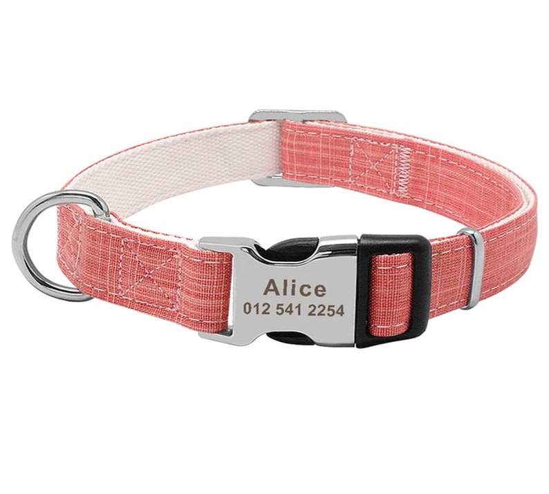 Personalized Laser Engraved Metal Buckle Dog Collar Nylon Etsy