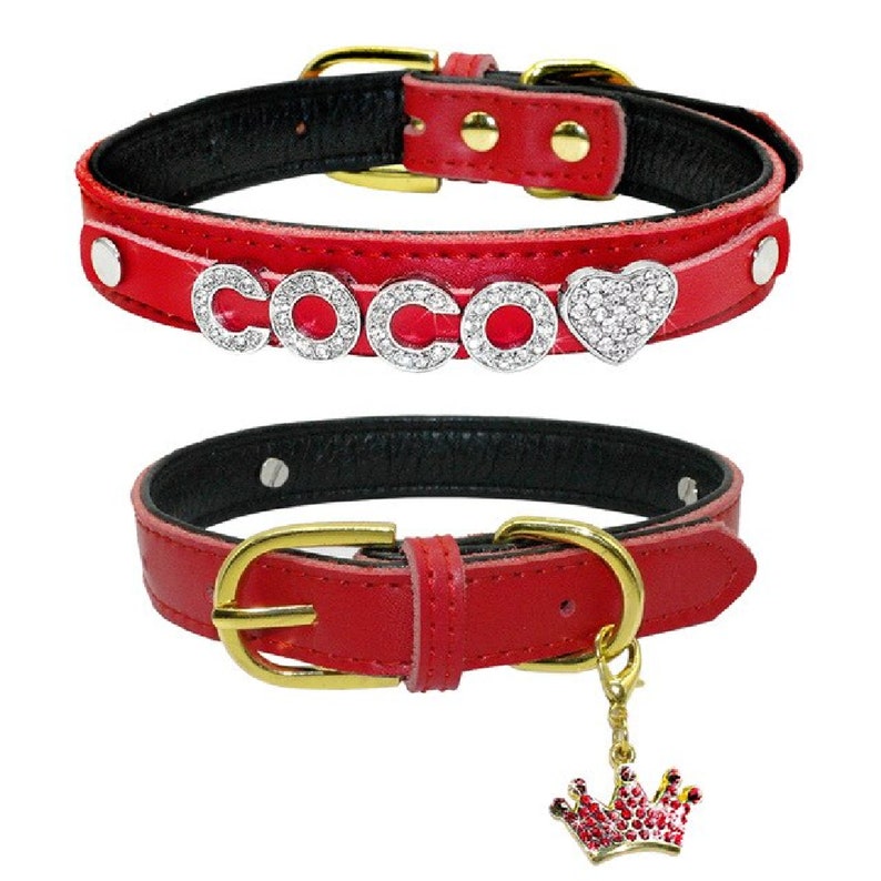 Personalized Rhinestone dog collar With Crown Pendant Etsy
