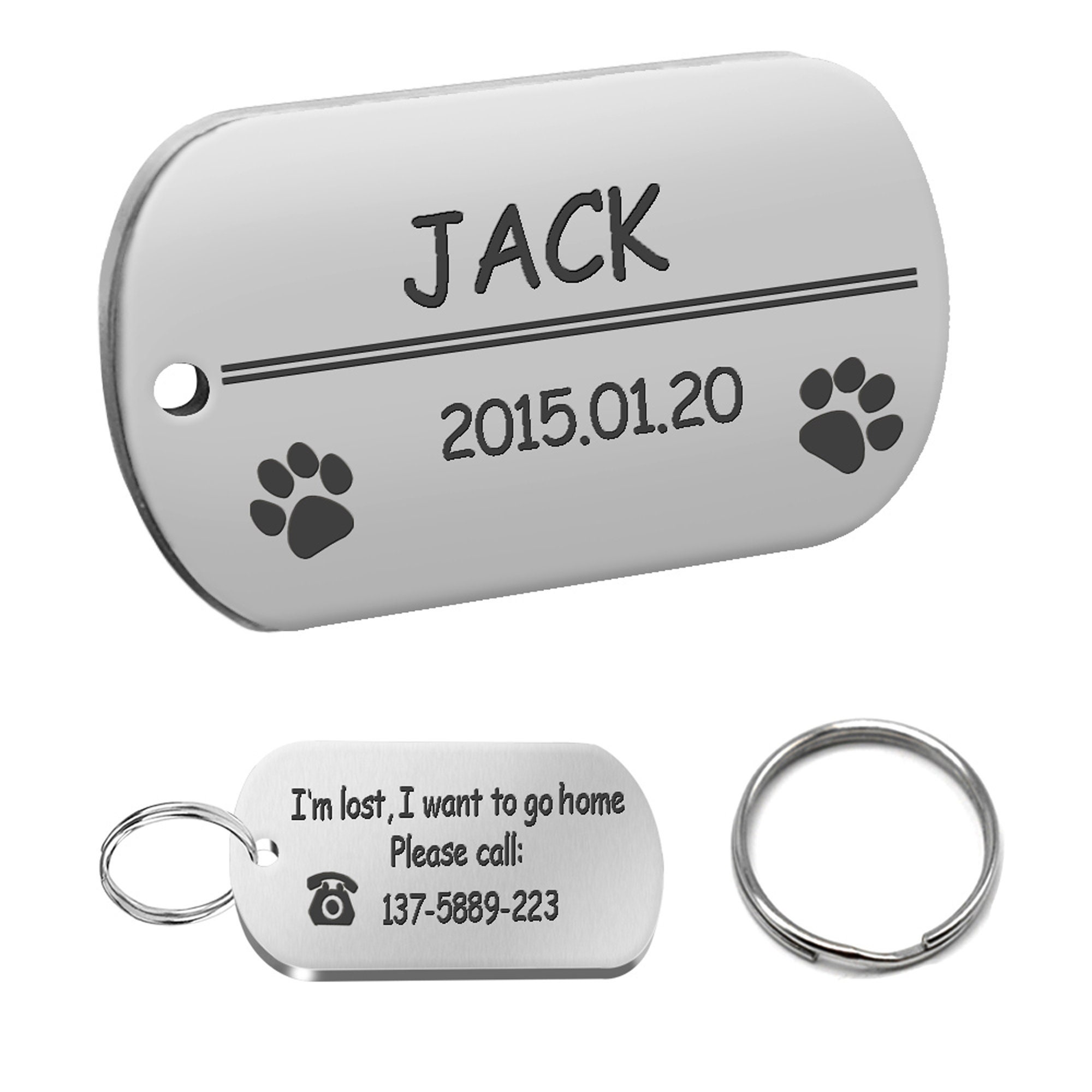 Stainless Steel Pet ID Tags Personalized Customized Dog Cat Etsy