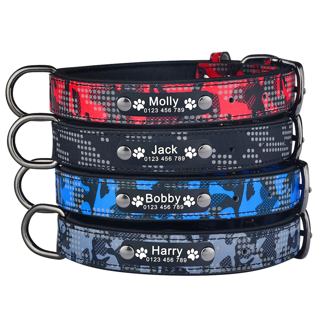 Personalized Dog Collar Engraved ID Tag Name Phone Number Etsy