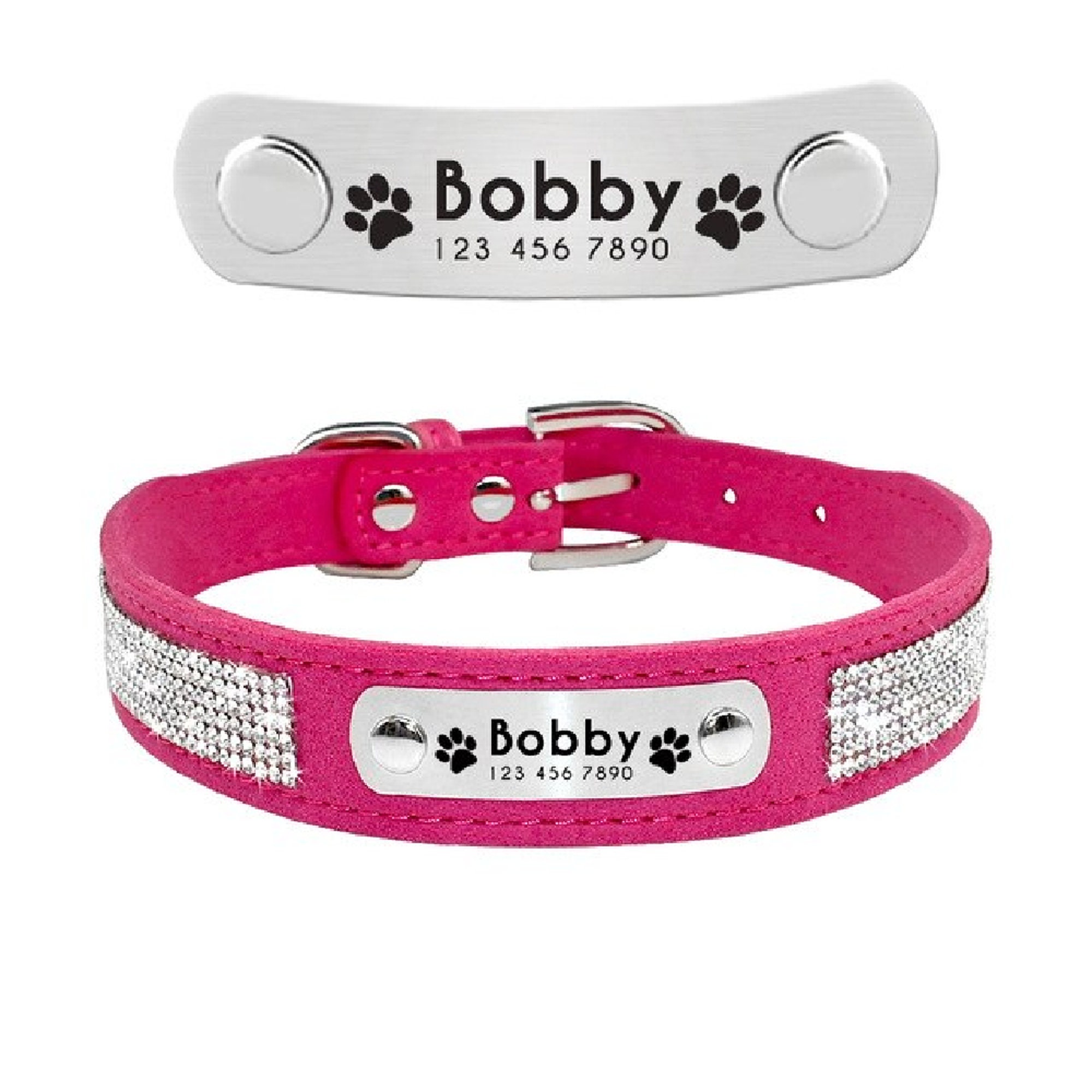 Bling Rhinestone Dog Collar Suede Leather Personalized for Etsy