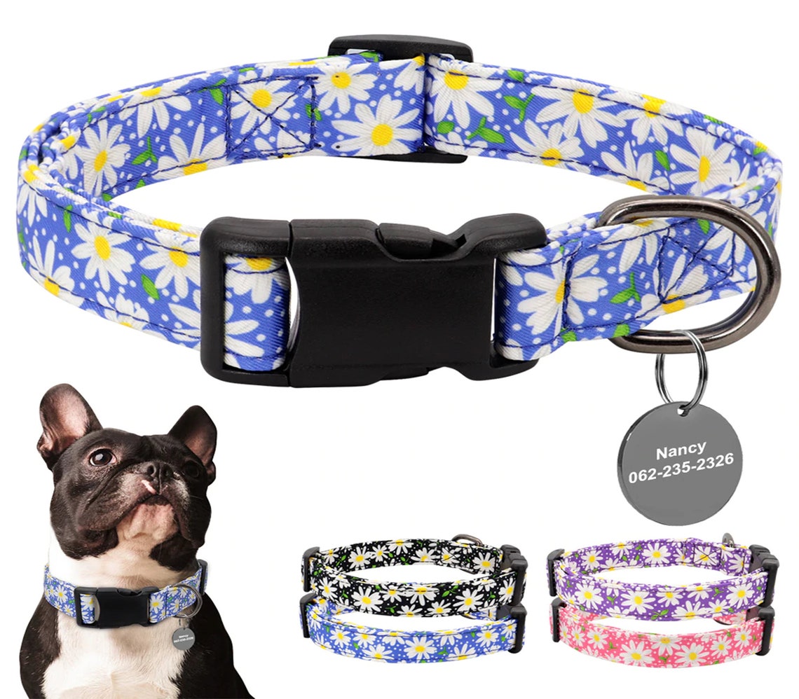 Adjustable Printed Nylon Dog Collar For Medium and Large Dogs Etsy