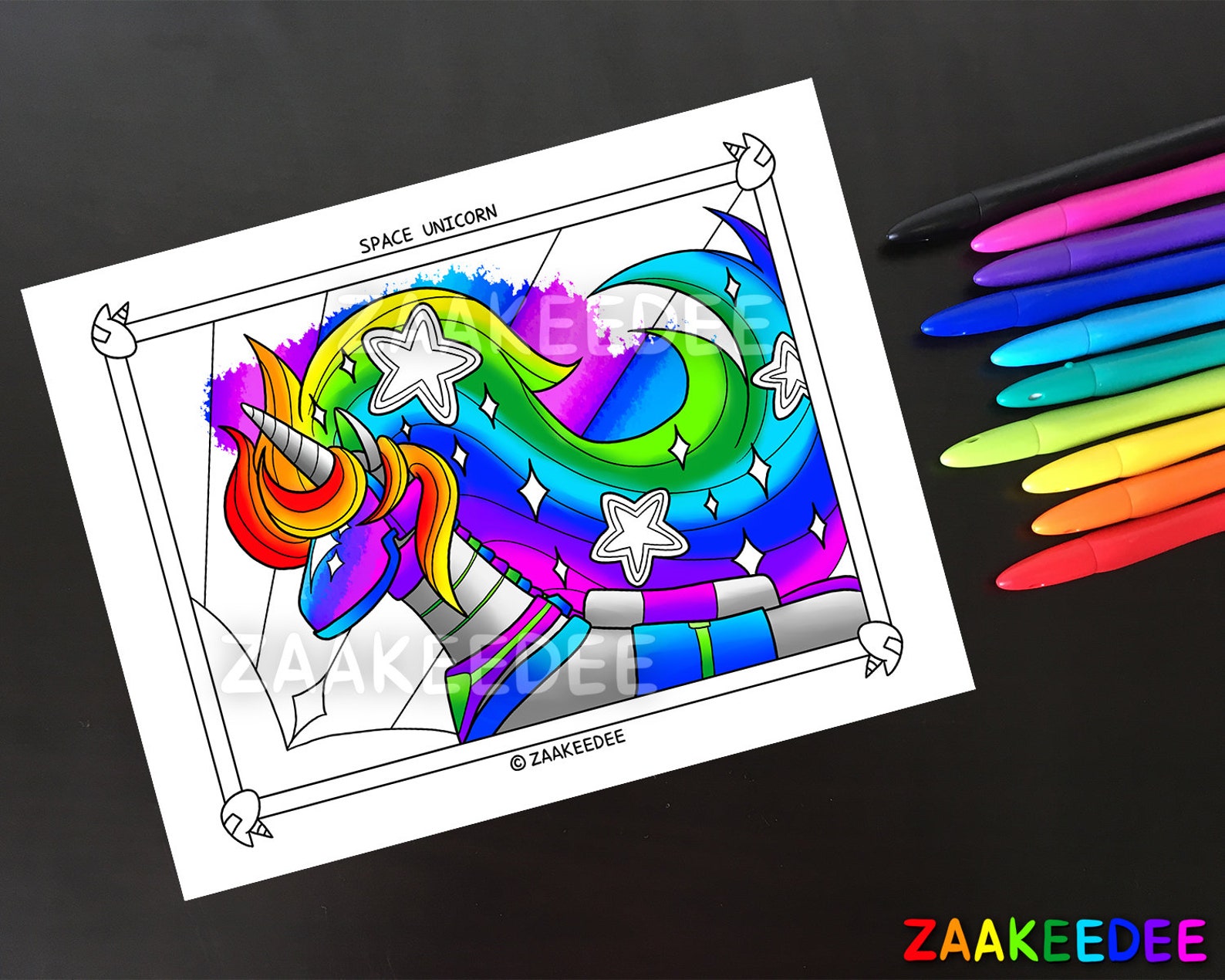 Space Unicorn: Coloring Page PDF Instant Digital Printable | Etsy