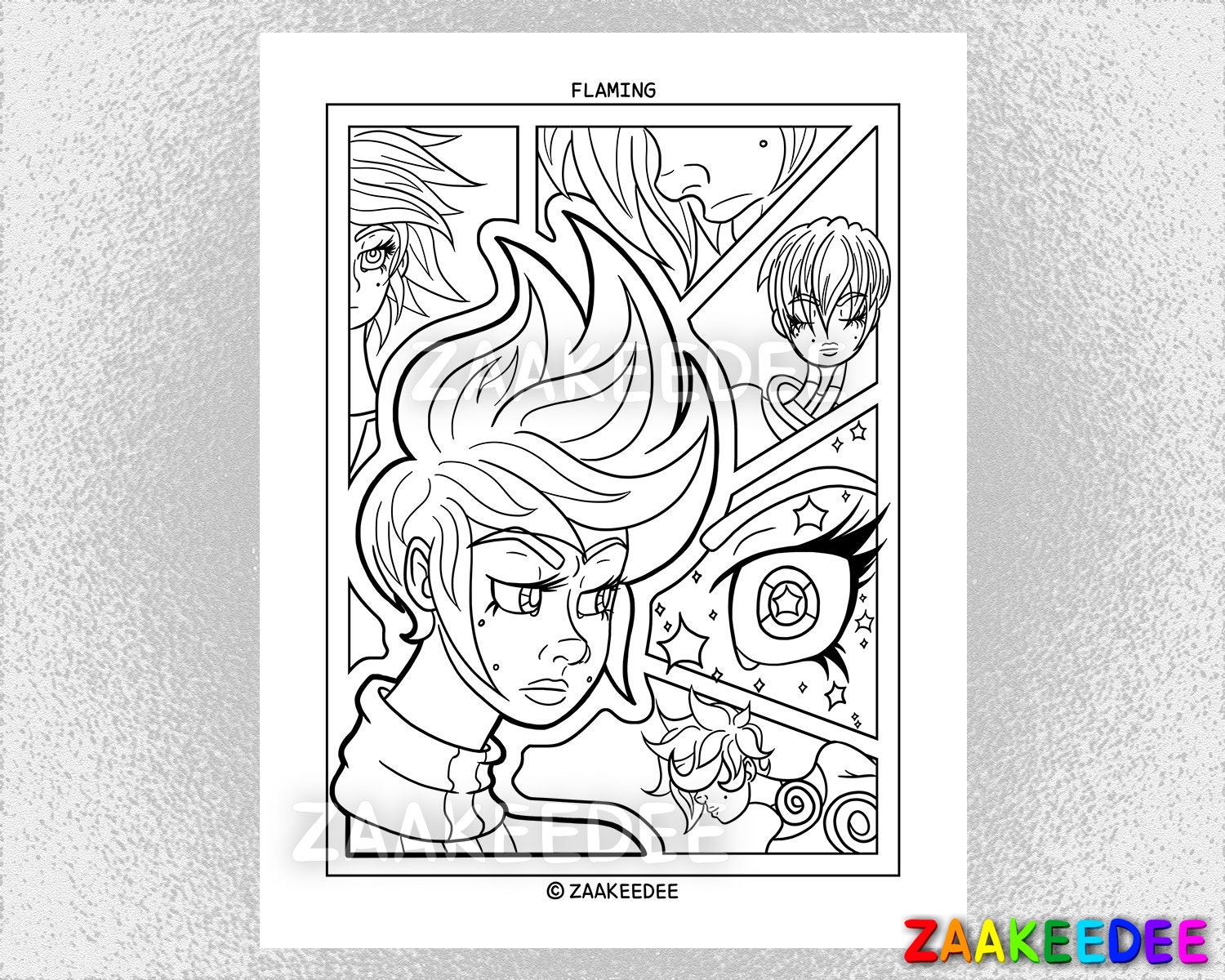 Flaming: Coloring Page PDF Instant Digital Printable | Etsy