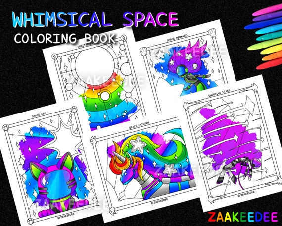 Whimsical Space: Coloring Book PDF Instant Digital Printable | Etsy