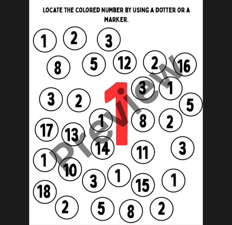 Number Identification Worksheets 1-20: Dot Marker & Color by Number ...