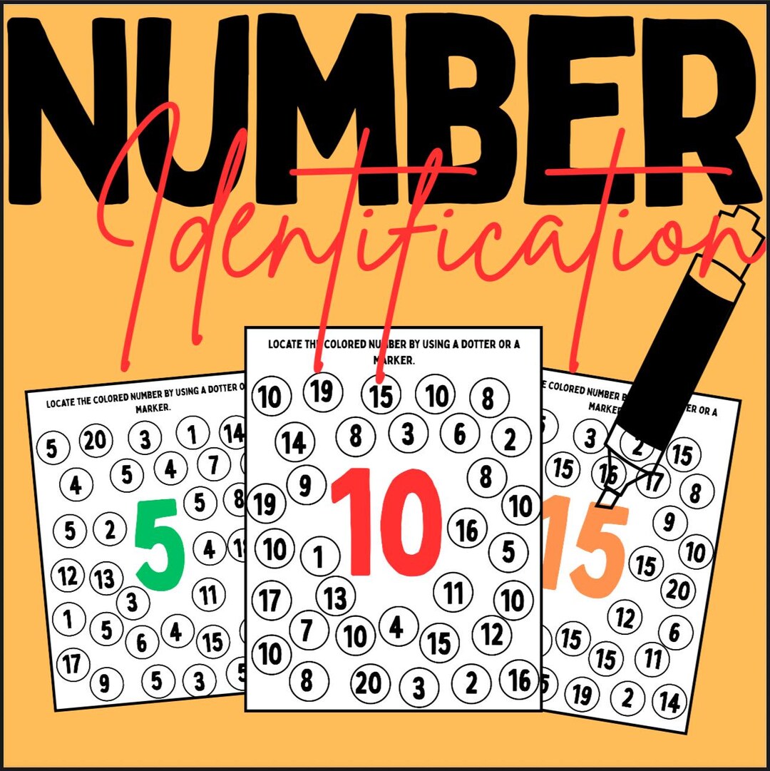 Number Identification Worksheets 1-20: Dot Marker & Color by Number ...