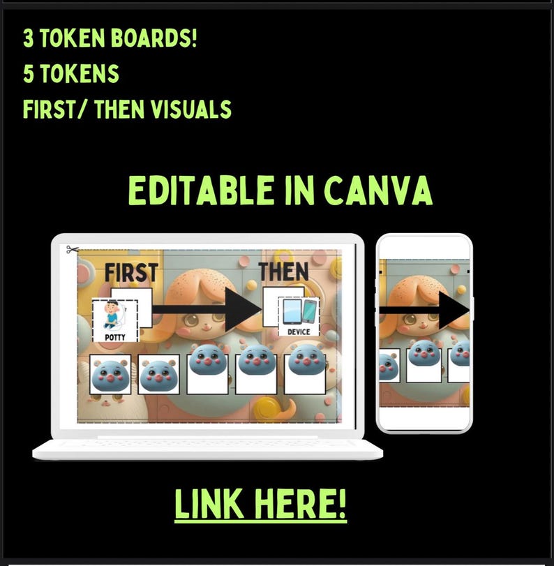 Editable First Then Visual Schedule & Token Board | Autism Behavior ...