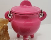 Cast Iron Cauldron Pink,use in a Altar for every day smudging 3 inch by 2 .75, 2 inch deep vessel New Age metaphysical supplies shop,witch