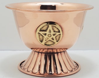 Pentacle Copper Offering Chalice 3"H 4"D,Copper is a great energy conductor that moves energies freely and will aide in amplifying thoughts.