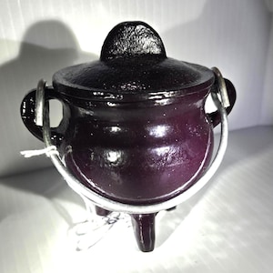 Purple Haze Cast Iron Cauldron - 3" Hand-Painted Mini Ritual Pot for Intuition and Altar