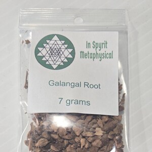 Dried Galangal Root for protection rituals and spell work, packaged in small clear bags with professional InSpyrit Metaphysical branding.