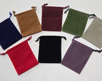 Samt Mojo & Spirit Taschen - 3x4 Stein Beutel - Wählen Sie Ihre Farbe - Kleine Kordel Zauber Tasche, Kristall Aufbewahrung, Altar Zubehör.