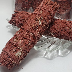 Red Dragons Blood Sage, This is a mixture of Dragon's Blood resin and Mountain Sage. New Age shop,Metaphysical shop,Wiccan shop,Witchcraft 2 stick