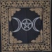 Triple Moon Pentagram Altar Cloth, with gold border.Perfect for small altars,New Age shop,Metaphysical shop,Wiccan Shop,Witchcraft shop,