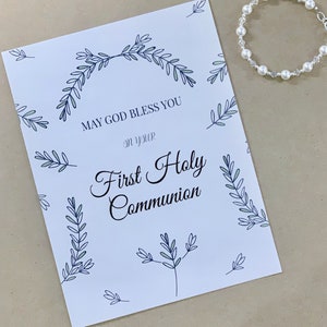 DIY First Communion Card | First Communion Gift | Print at Home | Blank Communion Card | Willow and Bee Prints