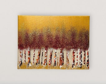 Birch tree abstract painting on canvas, Large forest painting, Original canvas art, Living Room Wall Decor