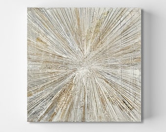 Original abstract painting on canvas featuring metallic golds and heavy texture / Hand painted sculptural wall art / Modern and unique decor