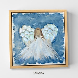 Original Angel Painting, Abstract Art, Stretched Canvas, Textured, Palette Knife, Religious Painting, Farmhouse Angel, Decor Wall Art
