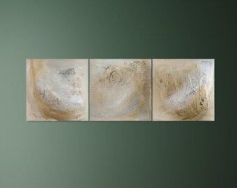 Neutral Decor Textured Painting Set, Bright Colors Artwork, 3D Rich Texture Art, Original Wall Decor