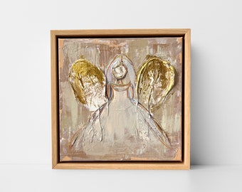 Small Angel Painting, Angel Art, Guardian Angel, Angel Gift, Rustic Angel, Hand Painted Angel, In Memory Of, Angel Wings, Abstract Angel