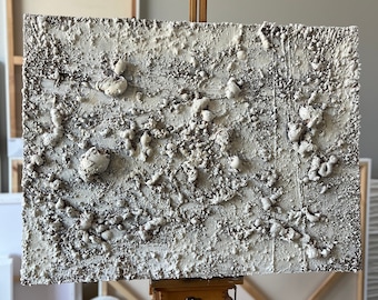 Abstract painting on canvas, neutral texture art canvas, sculptural wall art, cream canvas, canvas painting, plaster art, spackle canvas art