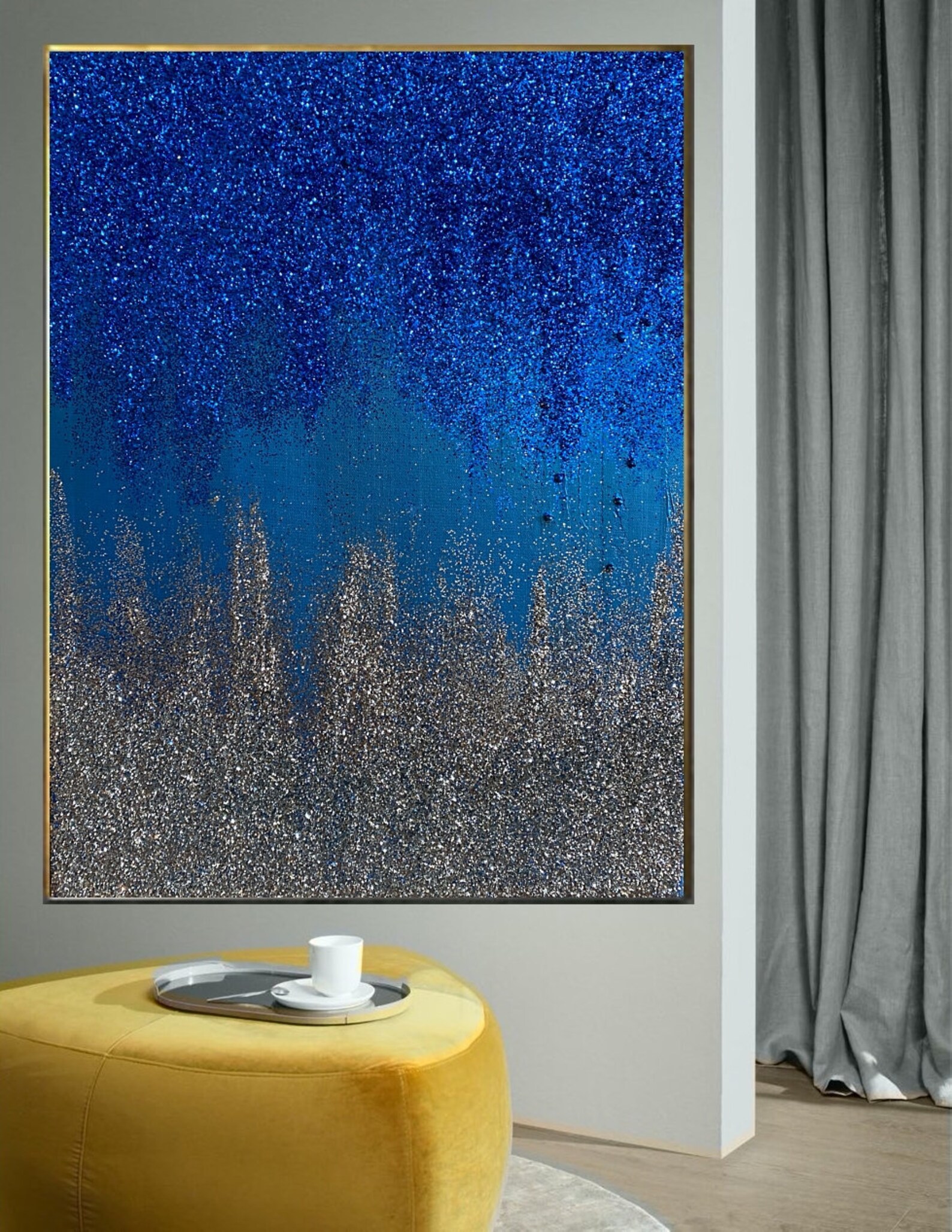 100 Hand Painted Glitter Wall Art Gallerywrapped Abstract Etsy