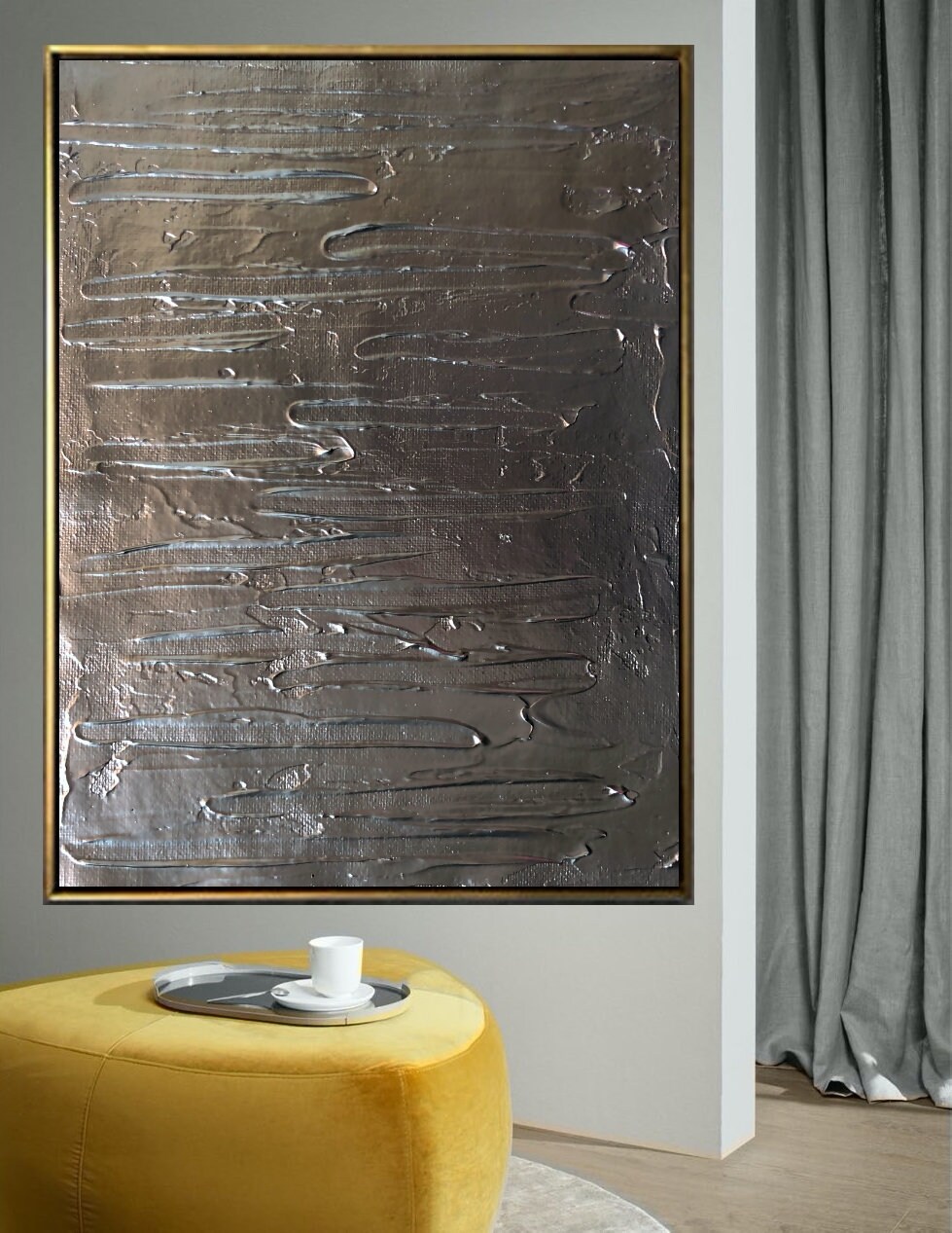 Large wall art Abstract Silver Painting for wall decor | Etsy