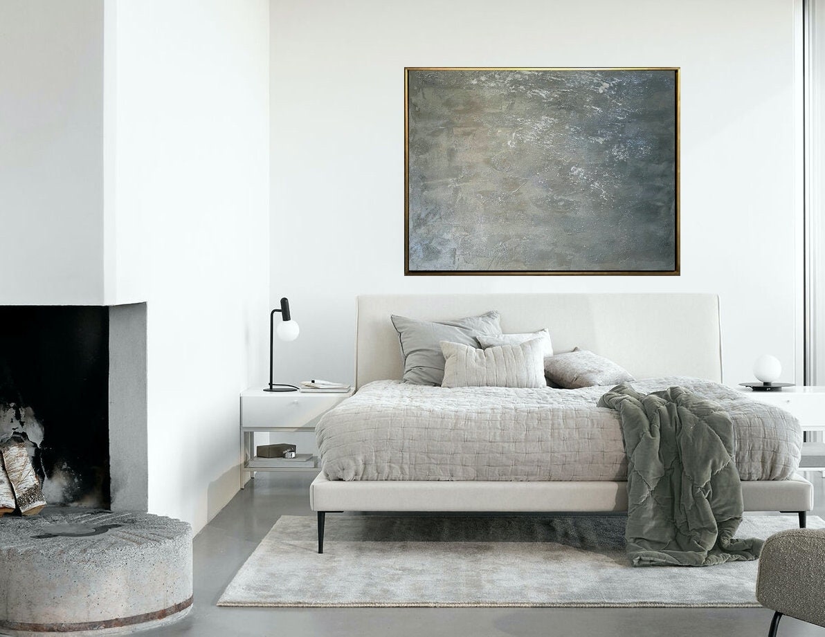 Large Wall Art Abstract Gray Painting Painting on canvas Etsy