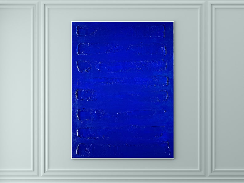 Blue painting on canvas textured wall art blue painting Etsy