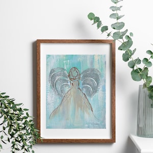 Original Framed Angel Painting, Angel Art, Guardian Angel, Angel Gift, Rustic Angel, Hand Painted Angel