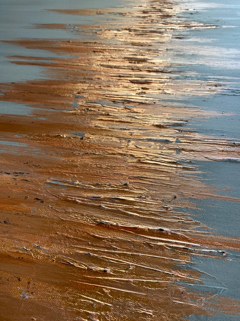 Large Wall Art Rose Gold Gray Painting on Canvas Original Etsy