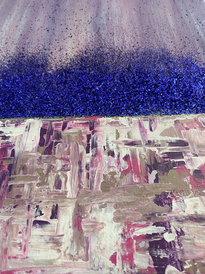 Pink Purple Glitter Painting on Canvas Pink Wall Art Purple Etsy