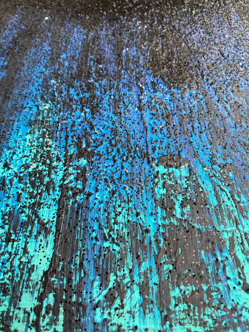 Glitter Wall Art Abstract Teal Art 3d Artwork Glam Wall Etsy