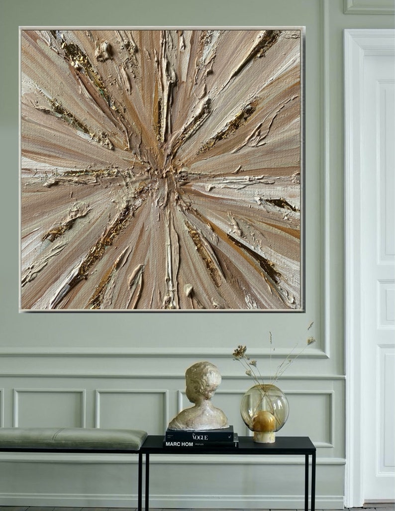 Trendy Canvas Stretched painting Wall Art with Gold Etsy