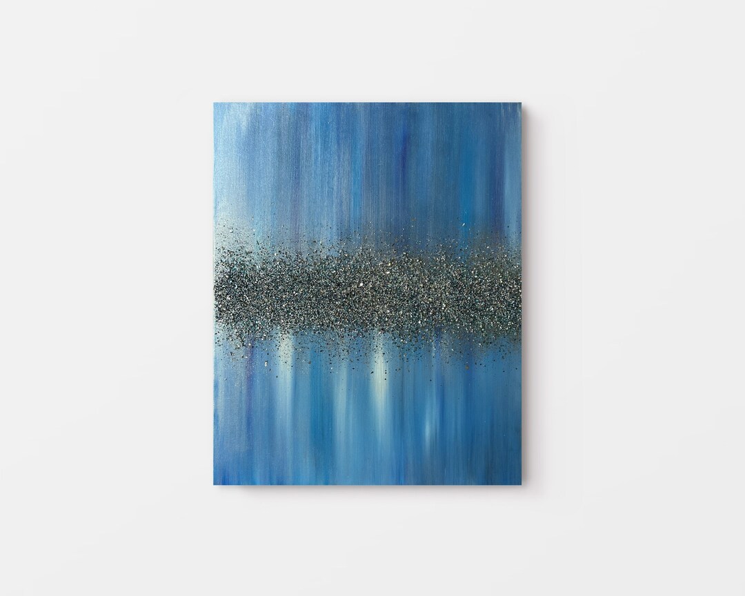 Glitter Abstract Painting, Original Canvas Wall Art, Texture Canvas