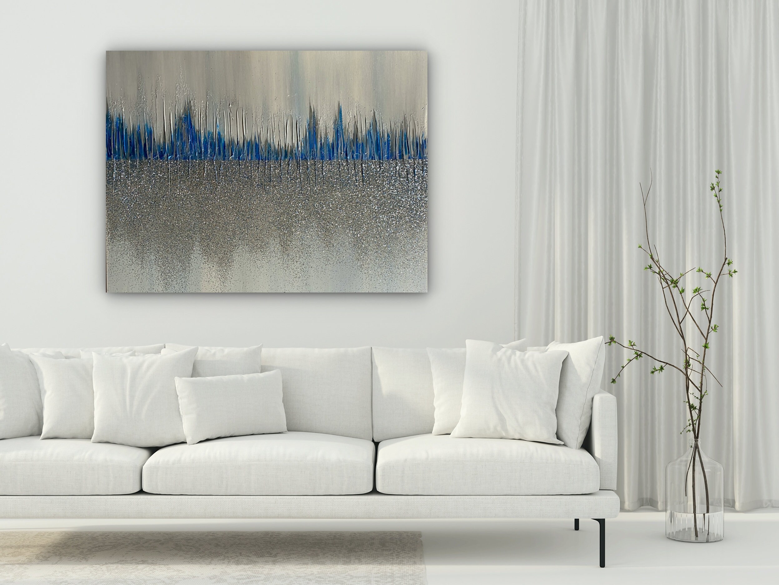 Silver Glitter Wall Art on canvas glitter sparkly wall art Etsy